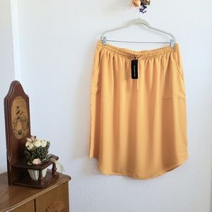 NWT ShopWonder Women Yellow Midi Drawstrings Skirt